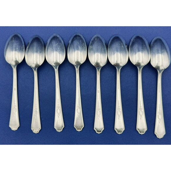 Set of 8 1847 Rogers Bros ANCESTRAL 6" Teaspoons Silver Plate - Picture 6 of 8